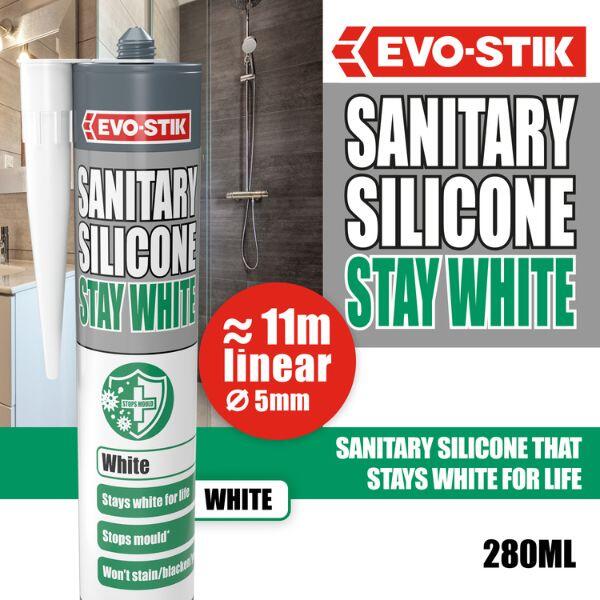 EVO-STIK Stay White/Stay Clear Sanitary Silicone Sealant 3