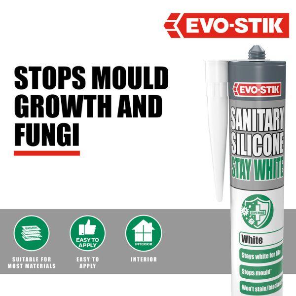 EVO-STIK Stay White/Stay Clear Sanitary Silicone Sealant 5