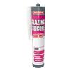 Evostik Glazing Silicone Sealant cartridge in clear shown as a product packshot on a neutral background, highlighting a fast-curing, waterproof glazing sealant for long-lasting weatherproof sealing applications.